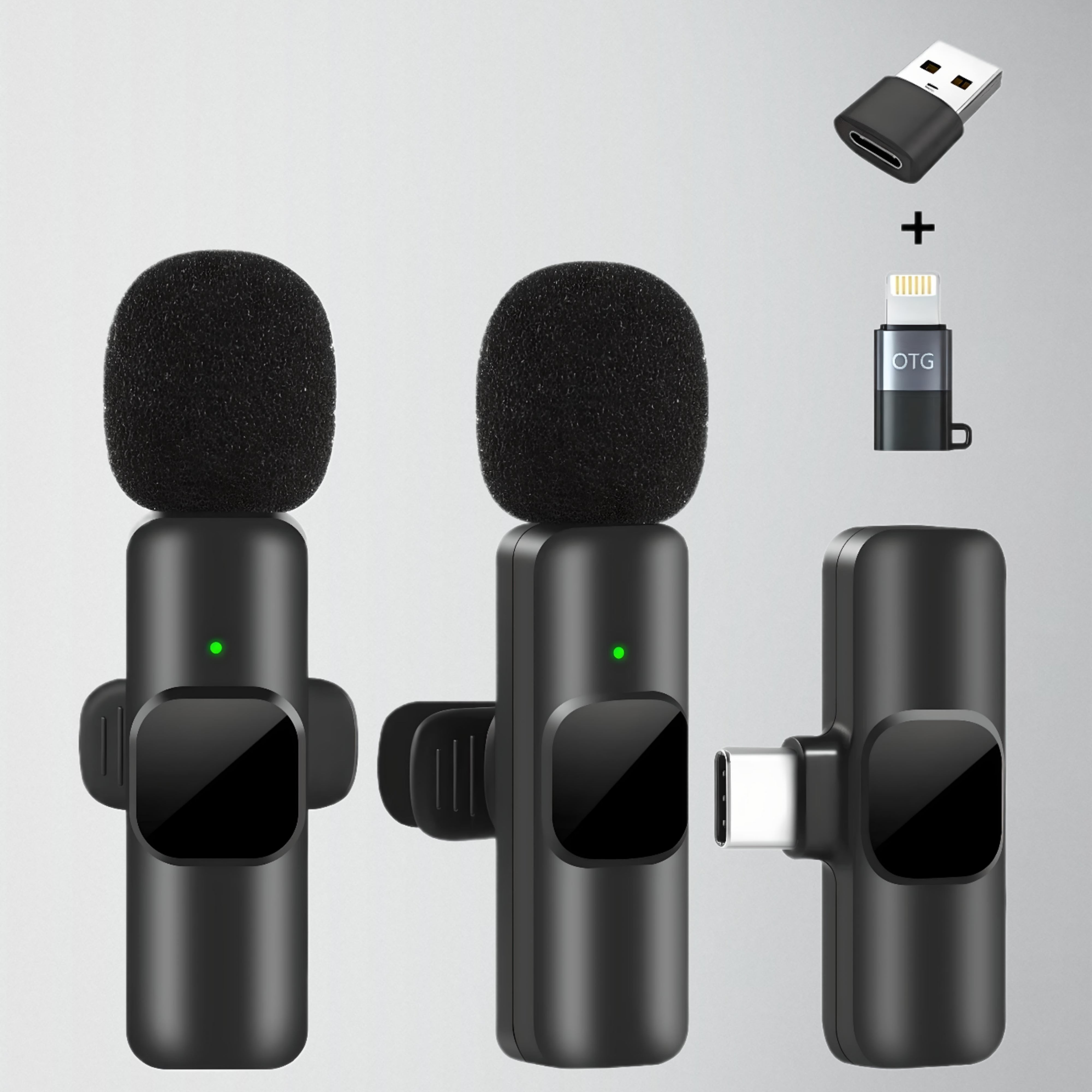 #Microphone Kit_2 Mic with Lightning and Type-C Adapters