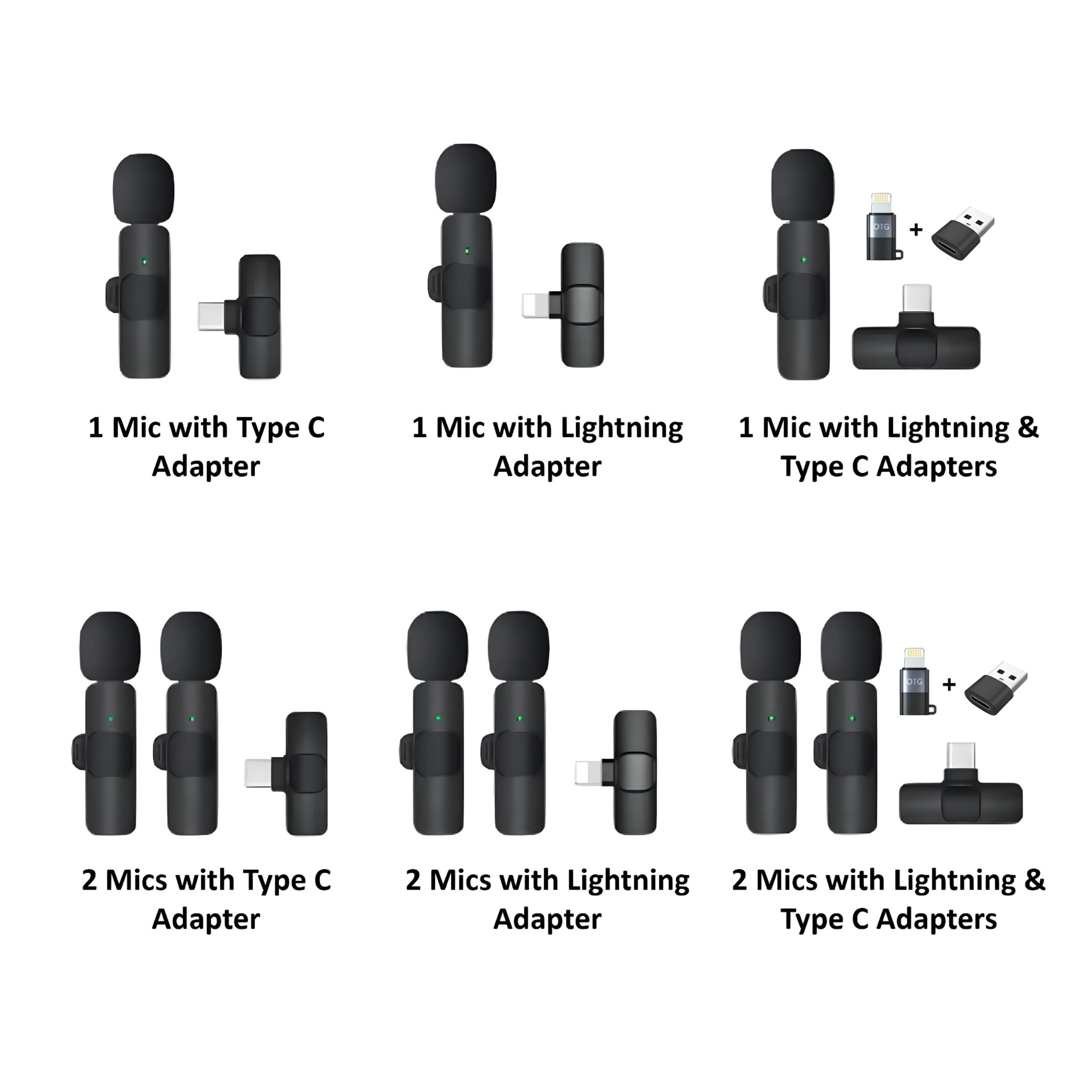 #Microphone Kit_1 Mic with Lightning and Type-C Adapters