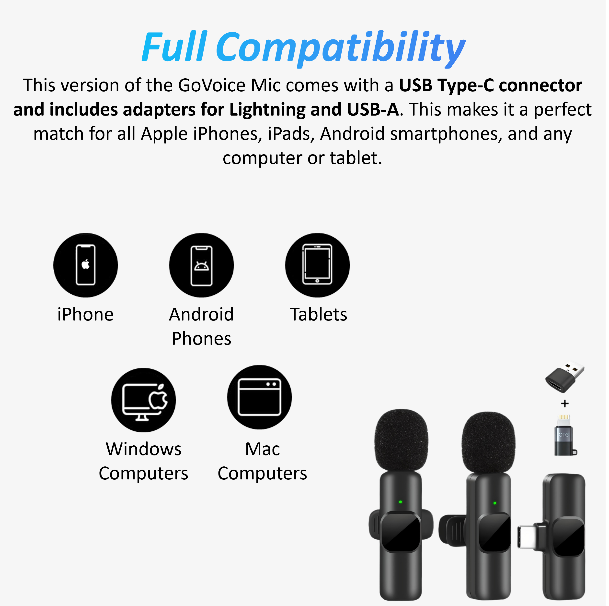 #Microphone Kit_2 Mic with Lightning and Type-C Adapters